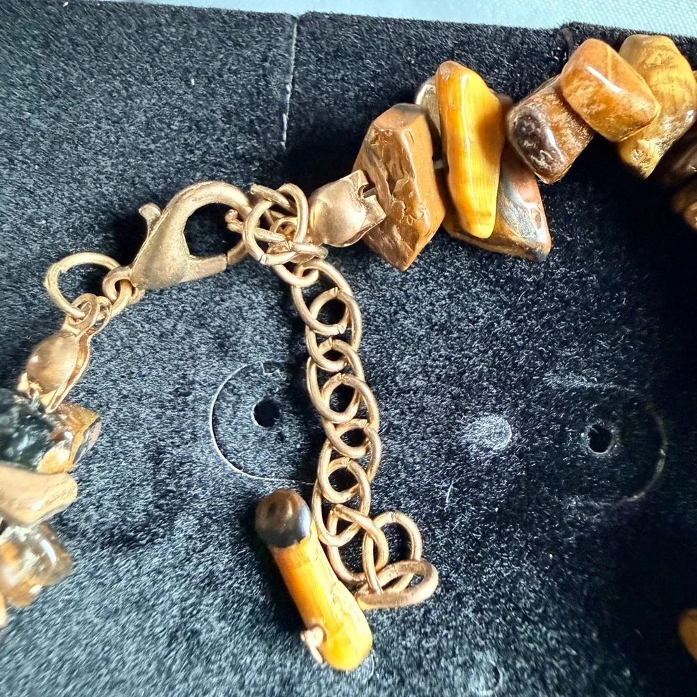 Authentic Natural Tiger Eye Stone Bracelet, Earthy Tones, Lobster Clasp